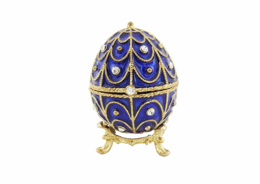 Ou Fabergé, cutie cadou din metal cu cristale, albastru