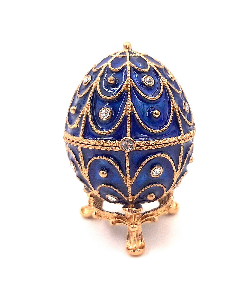 Ou Fabergé, cutie cadou din metal cu cristale, albastru